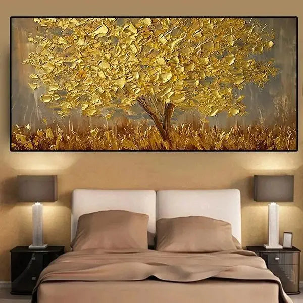 Customized Gift - 100% Painting Abstract Gold Tree