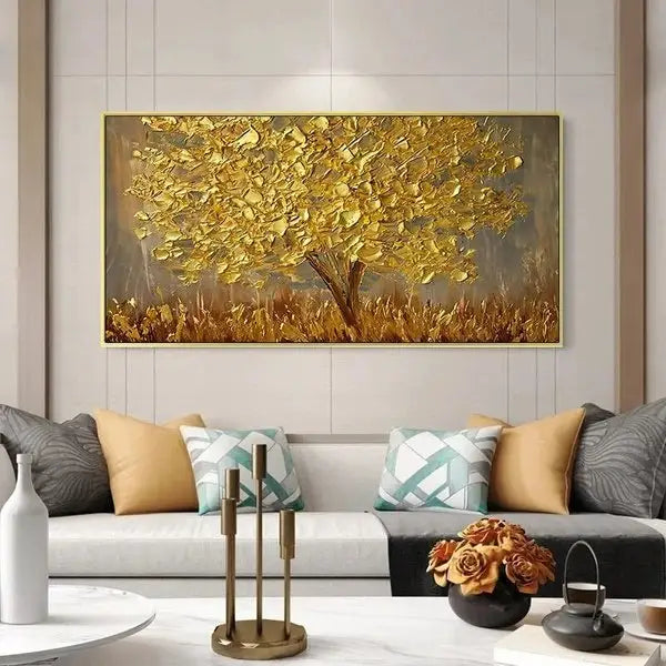 Customized Gift - 100% Painting Abstract Gold Tree