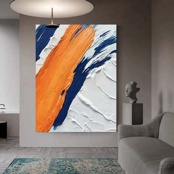 Customized Gift - 100% Painting Blue&Orange&White
