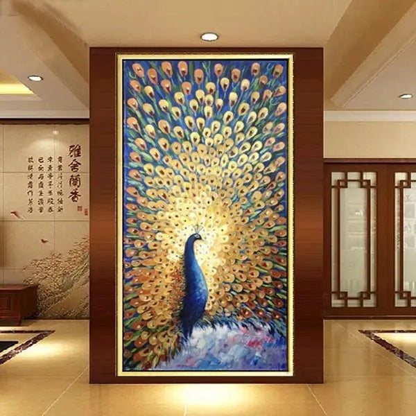Customized Gift - 100% Painting Blue Peacock