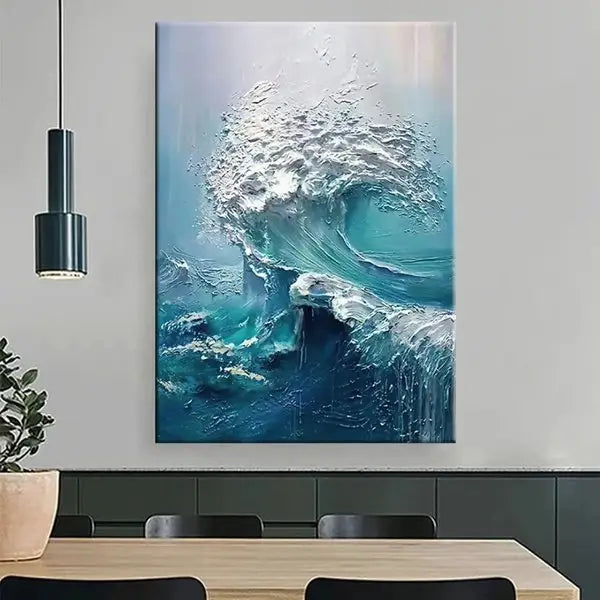 Customized Gift - 100% Painting Blue Wave Art
