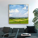 Customized Gift - 100% Painting Green Field Abstract