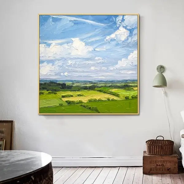 Customized Gift - 100% Painting Green Field Abstract