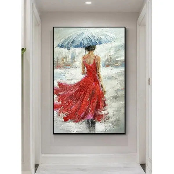 Customized Gift - 100% Painting Woman In A red Dress