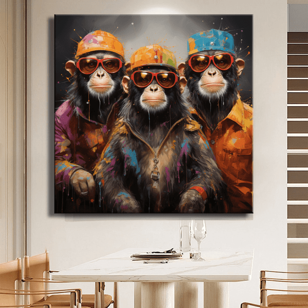 panel set wall art - 3 Stylish Monkey