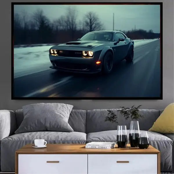Customized Gift - A Black Car drifts down the highway Canvas
