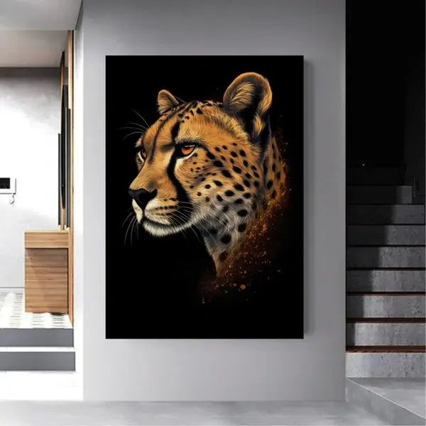 Customized Gift - A Cheetah on Black Background Canvas