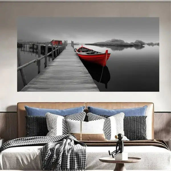Customized Gift - A Red boat Landscape Canvas