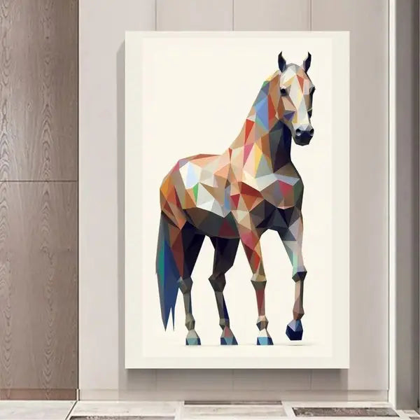 panel set wall art - A full body minimalist illustration of a horse Canvas