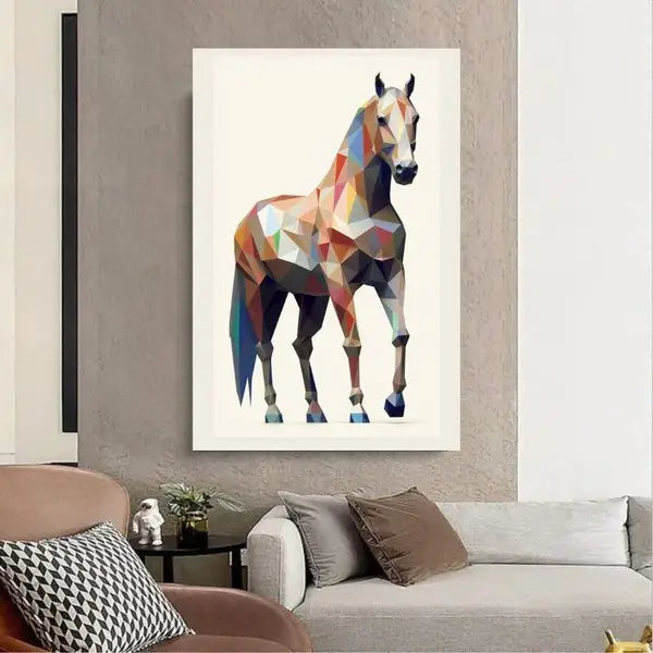 panel set wall art - A full body minimalist illustration of a horse Canvas