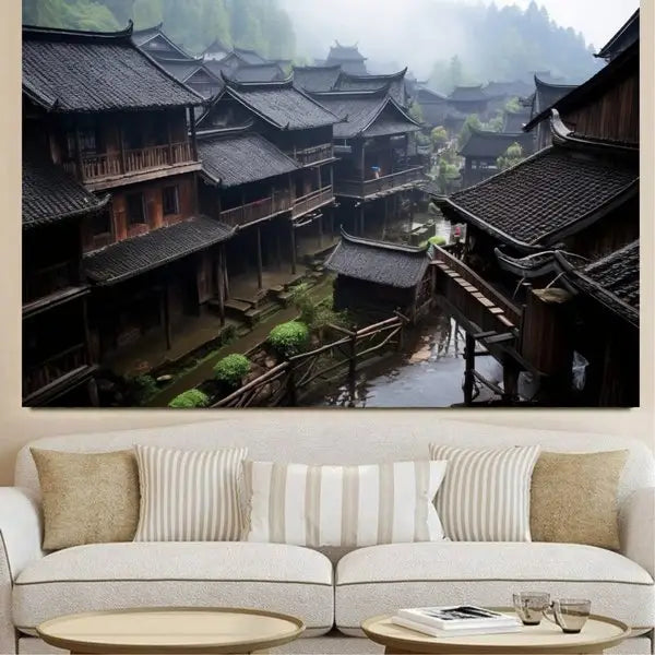 Customized Gift - Ancient Chinese homes Landscape Canvas