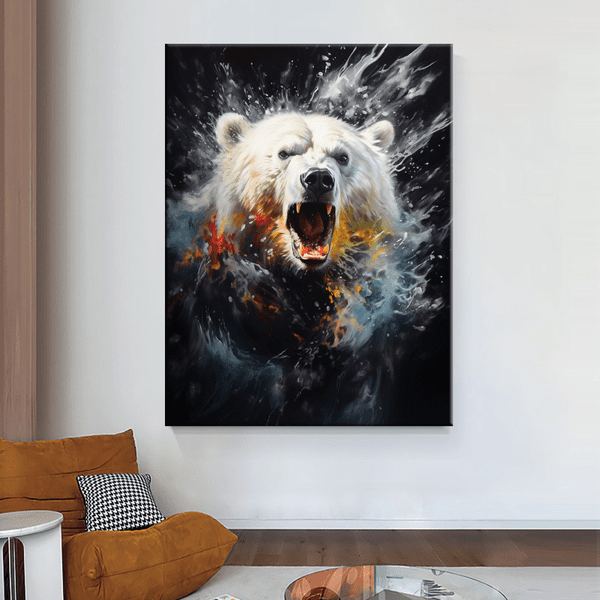 animals canvas wall art - Angry White Bear