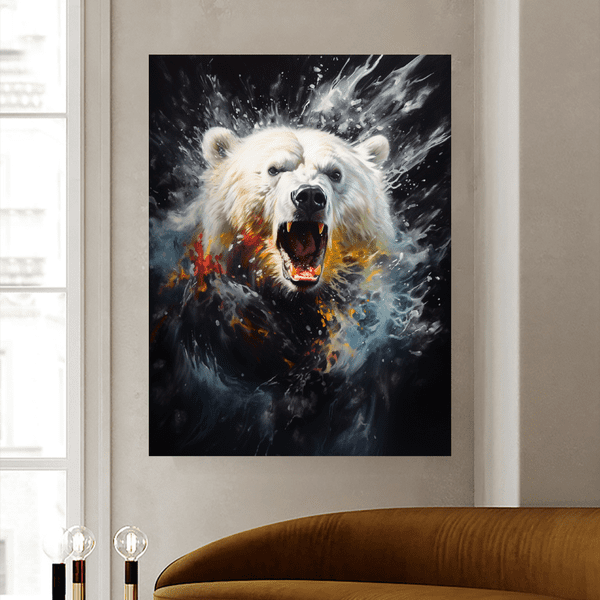 animals canvas wall art - Angry White Bear