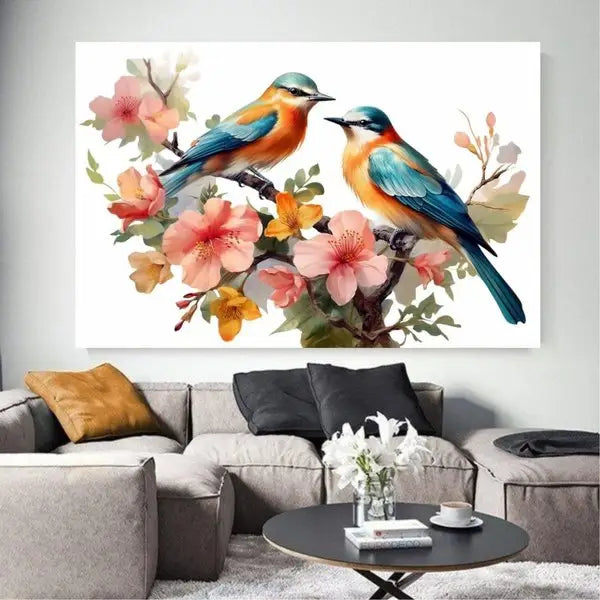 Customized Gift - Birds and Flowers Vintage Art Canvas