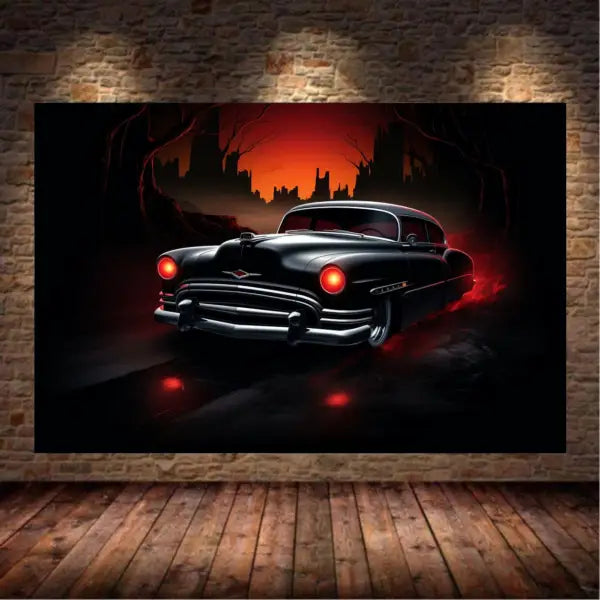 Customized Gift - Black Car in Darkness Canvas