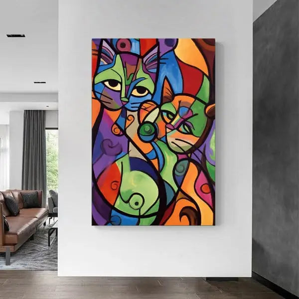 Customized Gift - Cats Abstract Colorful Canvas