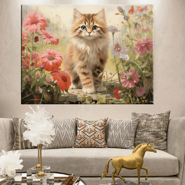 Customized Gift - Cute Cat With Flowers