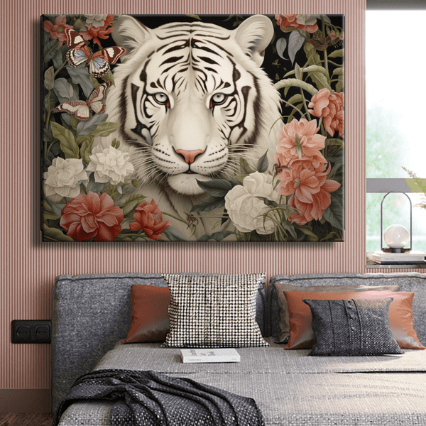 Customized Gift - Floral White Tiger