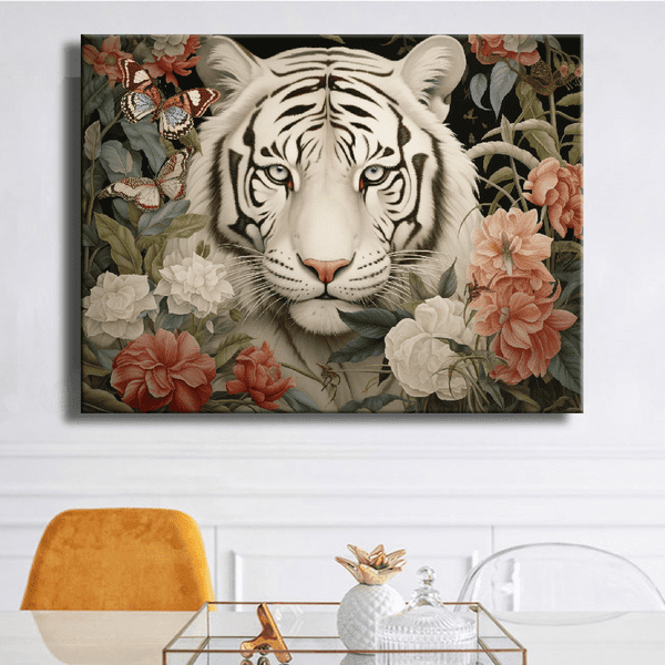 Customized Gift - Floral White Tiger