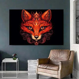 panel set wall art - Fox in Bright Red Canvas