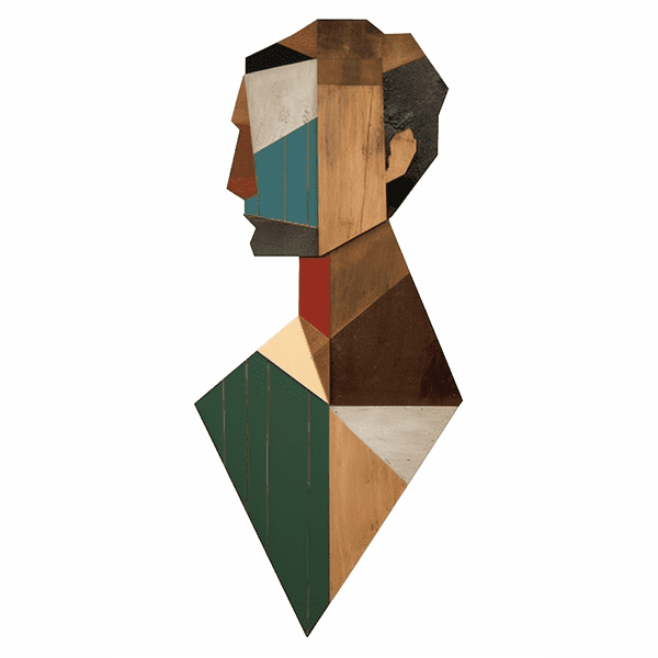 Customized Gift - Geometric Elegance: Sculptural Portrait with Bold Patterns