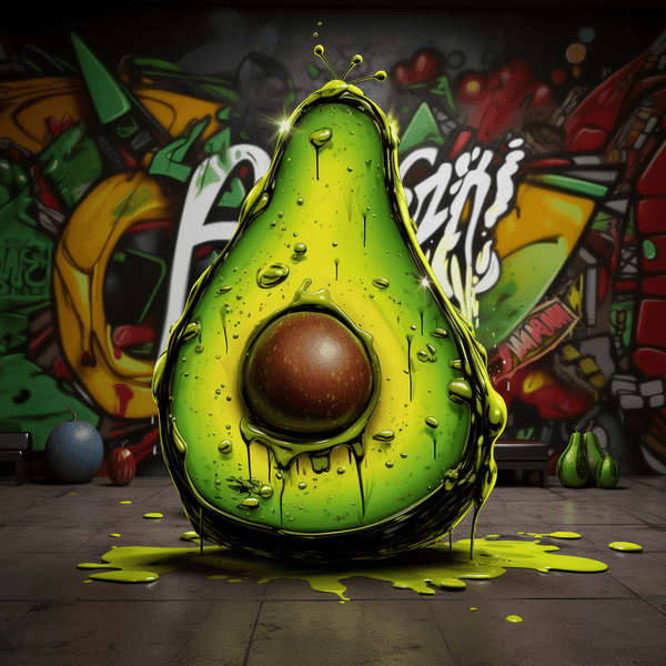 Sculpture Home Decor - Green Avacado Graffiti Canvas