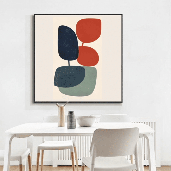 Customized Gift - Harmonious Foliage: Color-Blocked Leaves in Abstract Minimalist Design