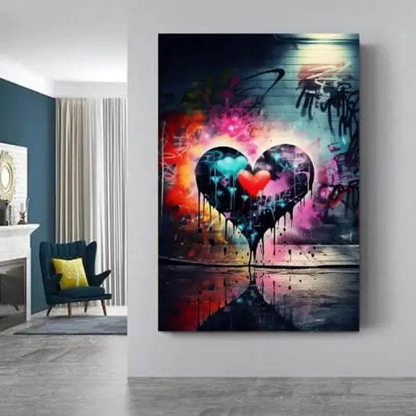 Customized Gift - Heart Shape Graffiti Canvas