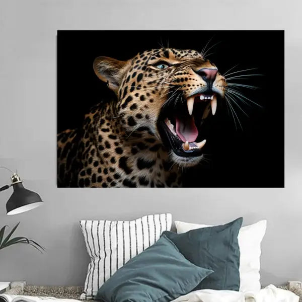 Customized Gift - Leopard Yay on Black Background Close Up Canvas