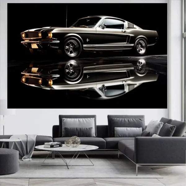 panel set wall art - Old Car with Fenders in The Mirror Canvas