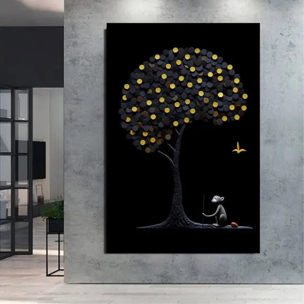 Customized Gift - Pebble art black Monkey Canvas