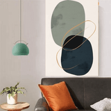 Customized Gift - Serenity in Curves: Minimalist Abstraction with Blue, Gold, and Green Tones