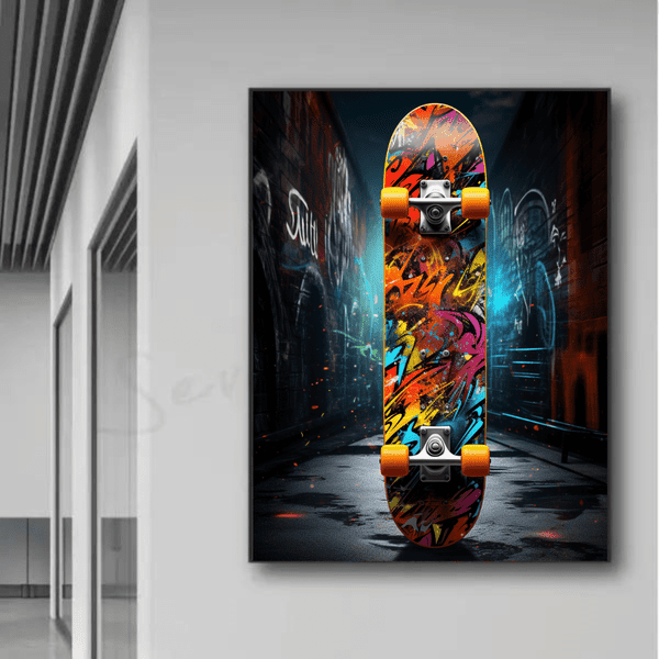 Customized Gift - Skateboard in Graffiti Style Canvas