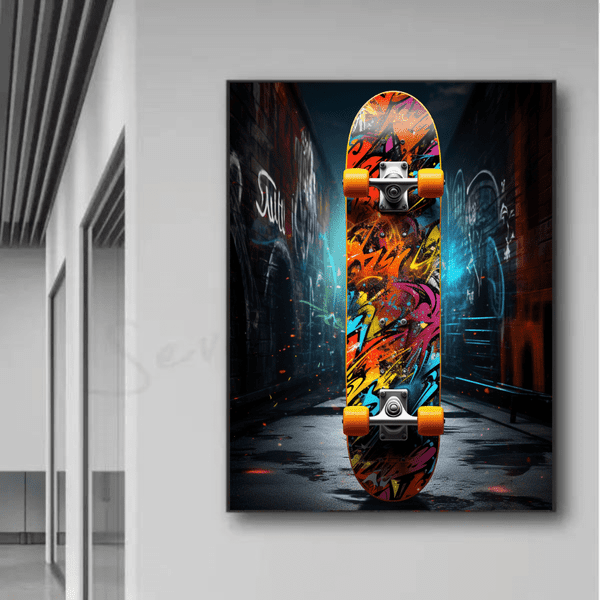 Customized Gift - Skateboard in Graffiti Style Canvas