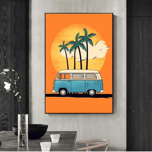 Customized Gift - Sunset Bus Canvas