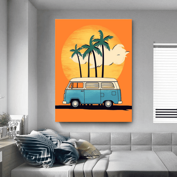 Customized Gift - Sunset Bus Canvas