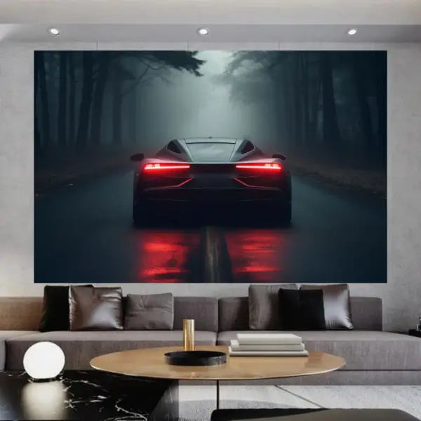 Customized Gift - Supercar on a Foggy Road Canvas