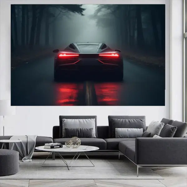 Customized Gift - Supercar on a Foggy Road Canvas