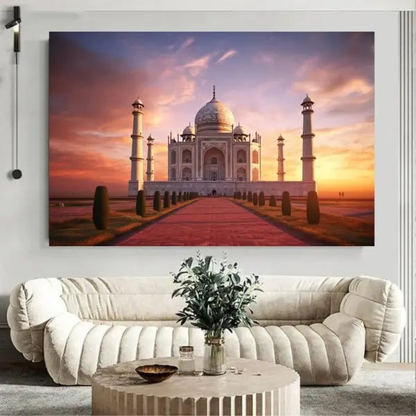panel set wall art - Taj Mahal at Sunset Landscape Canvas