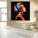 Customized Gift - Vibrant Elegance: a Colorful Graffiti Silhouette Canvas