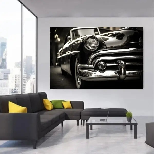 Customized Gift - Vinatge Car Black and White Canvas