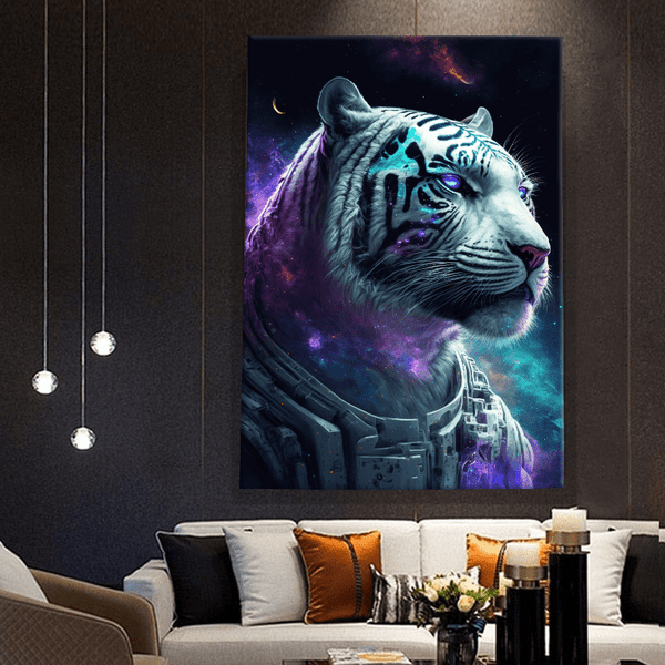 animals canvas wall art - White Tiger spaceman