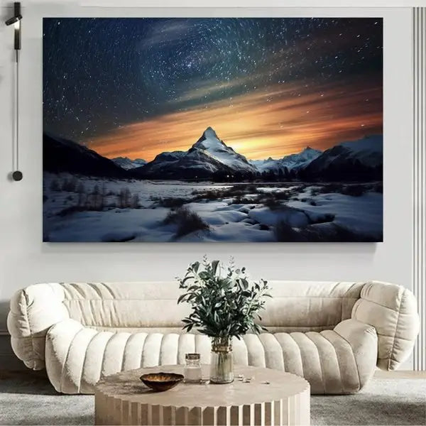 panel set wall art - Winter Night Star Gazing Landscape Canvas