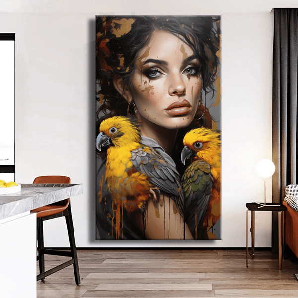 Customized Gift - Woman &Yellow Parrots