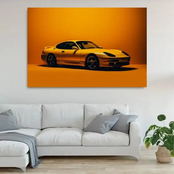 panel set wall art - Yellow Car in Yellow Background Canvas