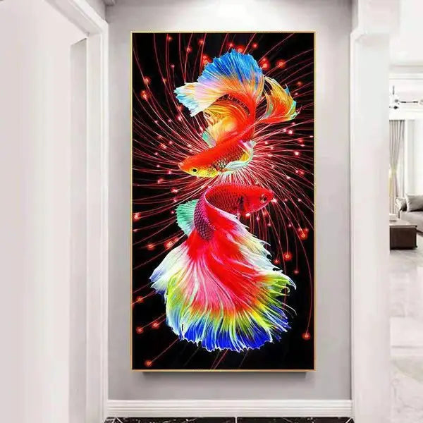 Customized Gift - Abstract Lucky Fishes LED Crystal Porcelain