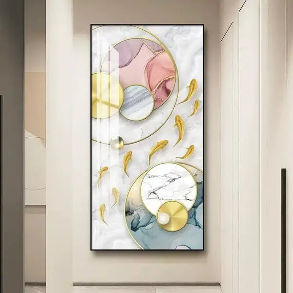 Customized Gift - Abstract With Gold Fishes Crystal Porcelain