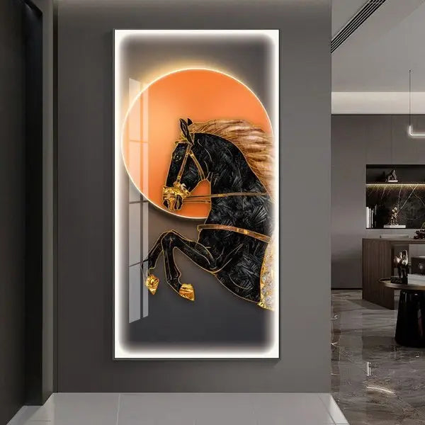 Customized Gift - Black Horse LED Crystal Porcelain