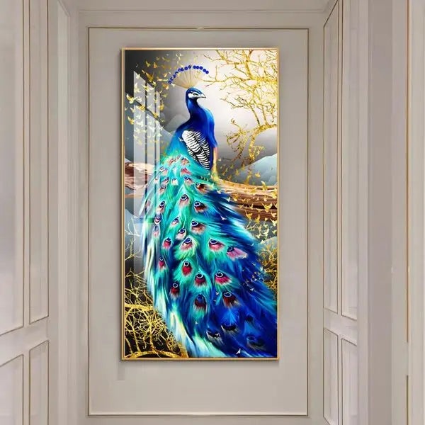 Customized Gift - Blue Peacock Art Crystal Porcelain