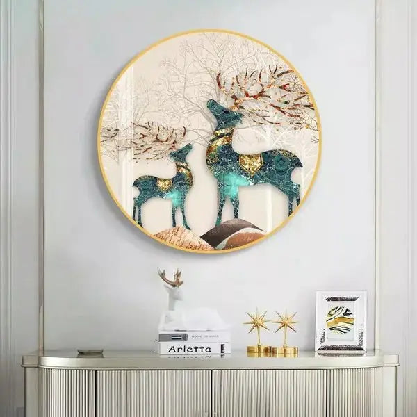 Customized Gift - Deer Couple Round Crystal Porcelain